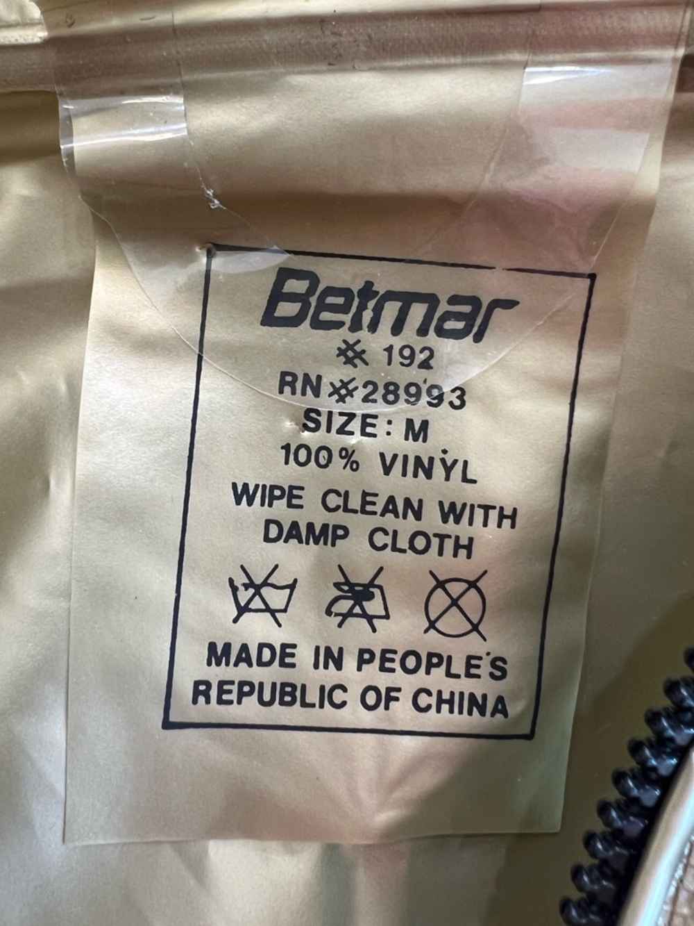 Betmar Gold Vinyl Hooded Raincoat Zip Front Oversized M - Picture 5 of 8